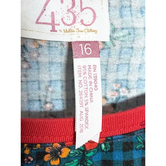Matilda Jane 435 Jingle Bell Rock Top Shirt Floral Plaid Dots Red Blue Girls 16 - Picture 6 of 7